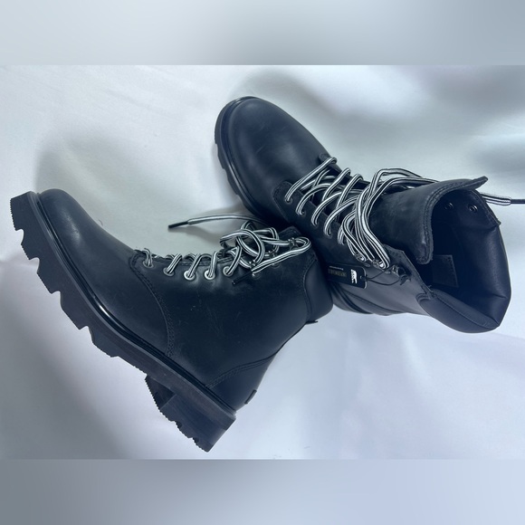 SOREL Lennox Leather Lace STKD Boot in Black Sea Salt NWT NO BOX Size:10 Women’s - Picture 6 of 15